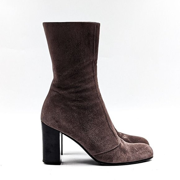 Enrico Antinori Women Smooth Grey Suede Dressy Mid Calf Round Boots Sz 7US EUR37 - Picture 10 of 12